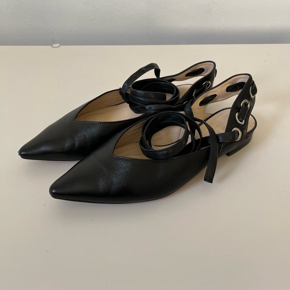 [SOLD] Sandro black lamb leather pointed ballet flats - Picture 3 of 5